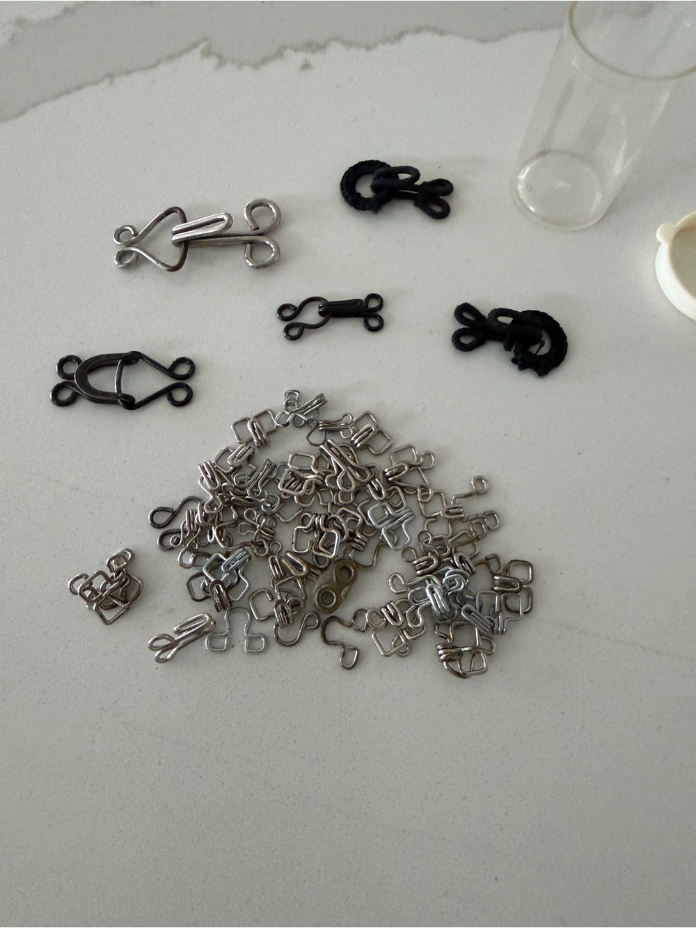 Mixed Hook & Eye Hardware - Silver and Black 36 sets
